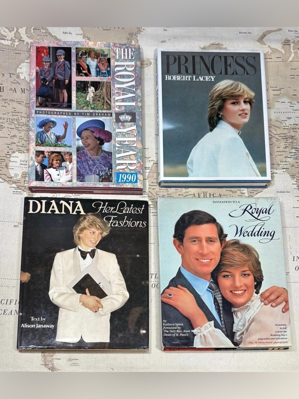 Vintage Princess Diana Hardcover Book Lot (5) 1980s Royal Family Wedding Fashion